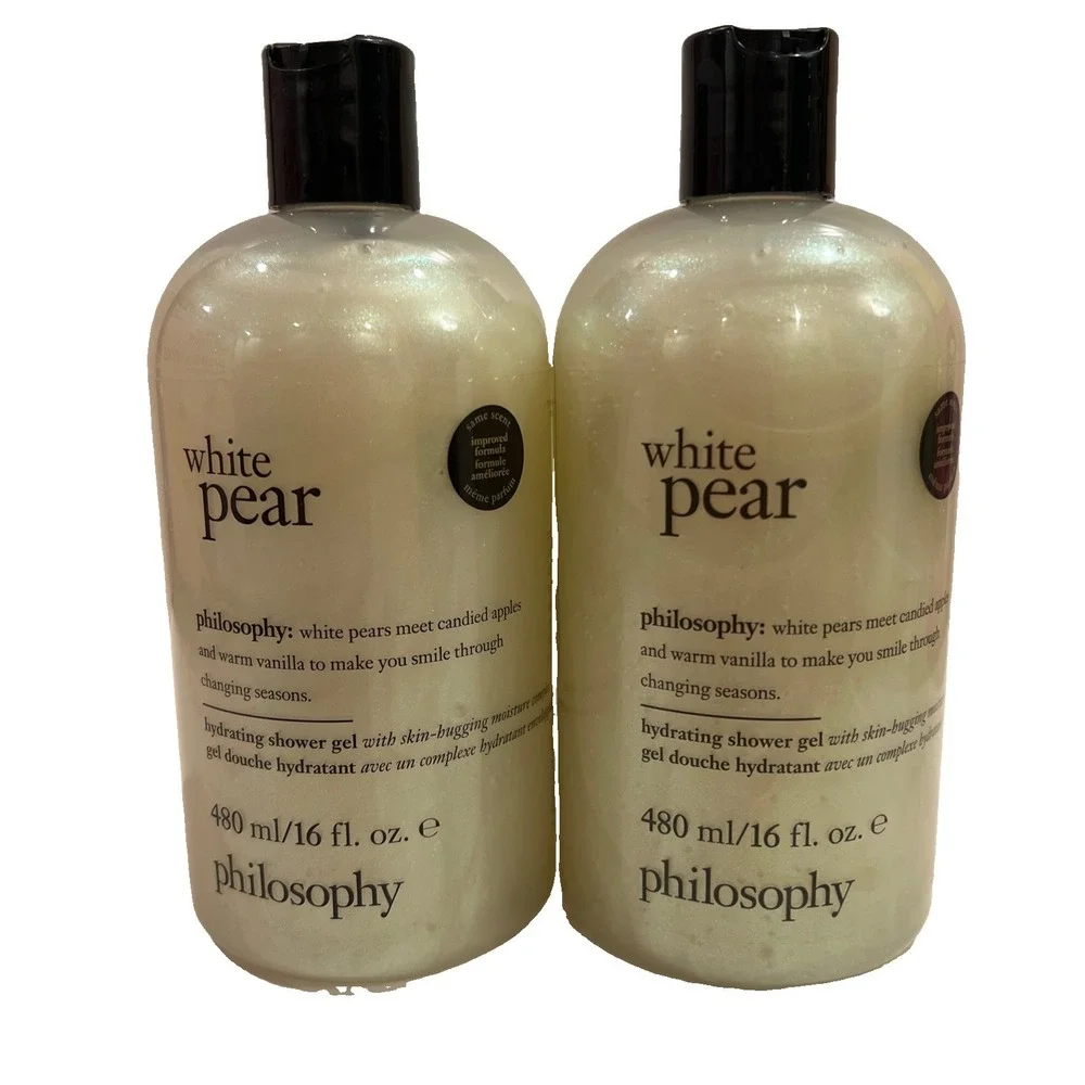 2 Philosophy Shimmering White Pear Hydration Shower Gel Bubble Bath Shampoo 16oz